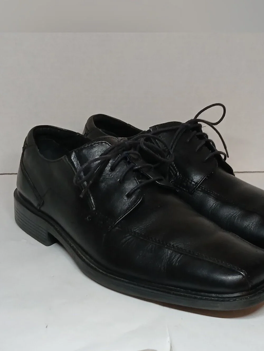 Rockport Black Leather Lace-Up Shoes Square Toe , Size 8.5